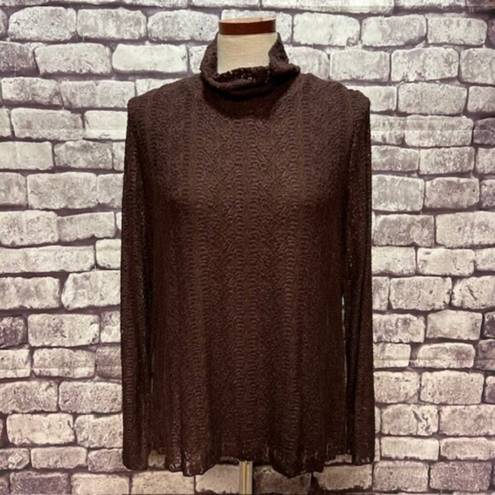 J. Jill NWT Brown Long Sleeve Draped Neck Blouse Size L - Picture 1 of 2